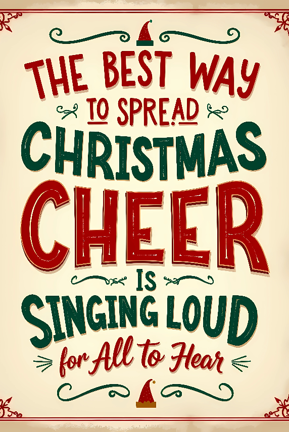 Christmas Cheer Typography Tin Sign – Retro Holiday Quote Wall Art, Inspirational Christmas Metal Decor